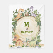 Tropische Baby dinosauriërs Aangepaste monogram Na Fleece Deken (Voorkant)