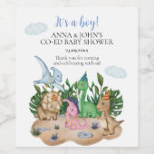 Tropische baby dinosaurussen! Co-Ed Baby shower Wijn Etiket (Enkel label)
