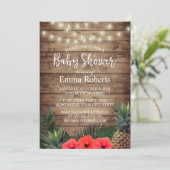 Tropische Baby shower Pineappel- en tekenlampjes Kaart (Staand voorkant)