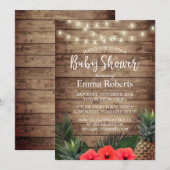 Tropische Baby shower Pineappel- en tekenlampjes Kaart (Voorkant / Achterkant)