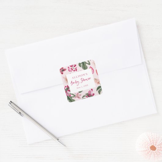 Tropische Baby Shower Sticker (Envelop)