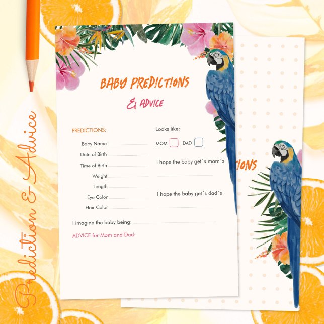 Tropische Baby shower voorspellingen advies spel (Tropical Baby Shower Predictions Advice Game ©Susanne Sachers - Sunny Mind 🌞)