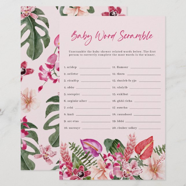 Tropische Baby Woordpuzzel (Voorkant / Achterkant)