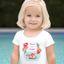 Tropische Baby Zomer Roze Flamingo Meisje Naam Kinder Shirts