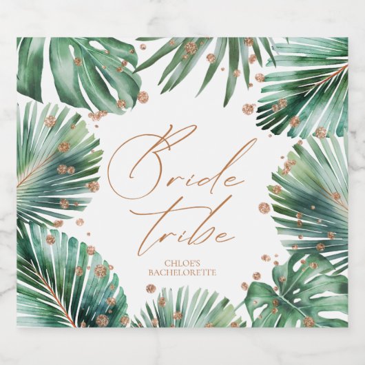 Tropische Bachelorette Bruid Tribe Sparkling Wijnetiket (Enkel label)