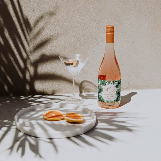 Tropische Bachelorette Bruid Tribe Sparkling Wijnetiket