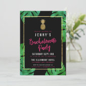 Tropische Bachelorette Party/Gold Pineappel Kaart (Staand voorkant)
