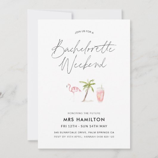 Tropische bachelorette party Weekend Itinerary Kaart (Voorkant)