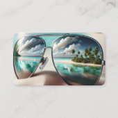 Tropische badplaats reflectie in zonnebril visitekaartje (Voorkant)