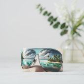 Tropische badplaats reflectie in zonnebril visitekaartje (Staand voorkant)