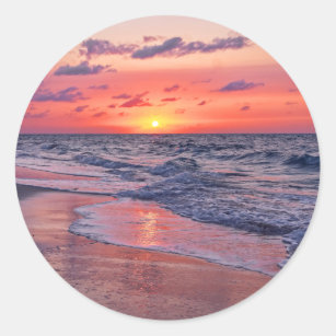 Tropische Bahamas Sunset Paradise Beach Ronde Sticker