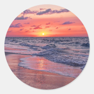 Tropische Bahamas Sunset Paradise Beach Ronde Sticker