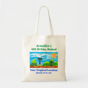 Tropische balkvakantie op de Birthday Party Tote Bag