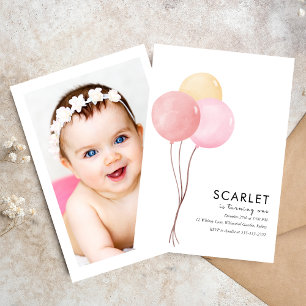 Tropische ballonnen eenvoudige eerste verjaardag kaart