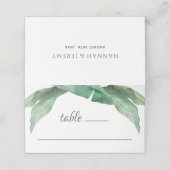 Tropische banaan bladeren loof bruiloft of banket plaatskaartje (Buitenkant ongevouwen)