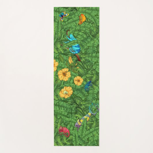Tropische banaan bladert Chameleons Hibiscus Flowe Yogamat (Voorkant)