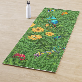 Tropische banaan bladert Chameleons Hibiscus Flowe Yogamat
