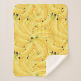 Tropische Banaan Bos Waterverf Naadloos Patroon Sherpa Deken