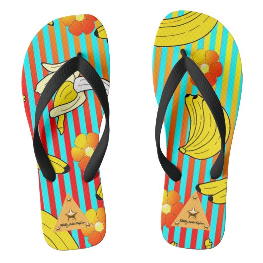 Tropische banaan gestreepte flip flops (Voetbed)