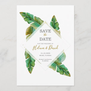 Tropische banaan Leaf Save the Date Card