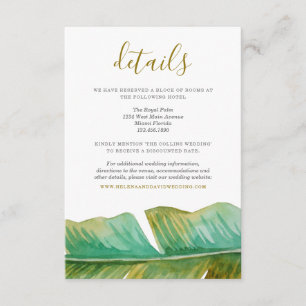 Tropische banaan Leaf Wedding Details Card Informatiekaartje