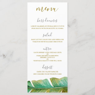 Tropische banaan Leaf Wedding Menu Card