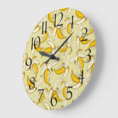 Tropische banaan Trendy Beige Fruit Patroon Grote Klok (Hoek)