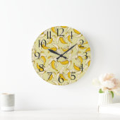 Tropische banaan Trendy Beige Fruit Patroon Grote Klok (Huis)