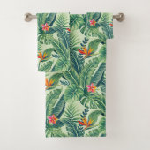 Tropische banaanmonstera Palm Leaves & Flowers Bad Handdoek (Insitu)