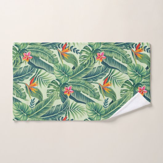 Tropische banaanmonstera Palm Leaves & Flowers Bad Handdoek (Handdoek)