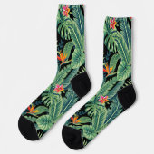 Tropische banaanmonstera Palm Leaves & Flowers Sokken (Links)