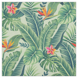 Tropische banaanmonstera Palm Leaves & Flowers Stof