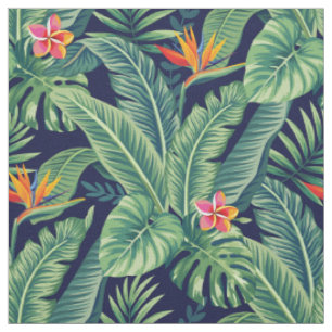Tropische banaanmonstera Palm Leaves & Flowers Stof