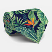 Tropische banaanmonstera Palm Leaves & Flowers Stropdas (Opgerold)