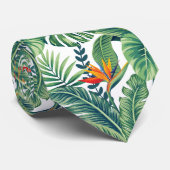 Tropische banaanmonstera Palm Leaves & Flowers Stropdas (Opgerold)