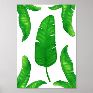 Tropische banaanpalmbladeren drukken A4-Waterverf Poster