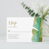 Tropische Banana Leaf Wedding RSVP Kaart (Staand voorkant)