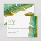 Tropische Banana Leaf Wedding RSVP Kaart (Voorkant / Achterkant)