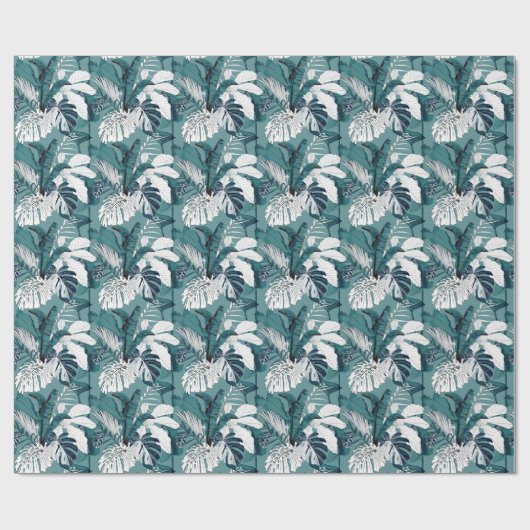 Tropische bananen Monstera: modieus naadloos. Cadeaupapier (Vlak)