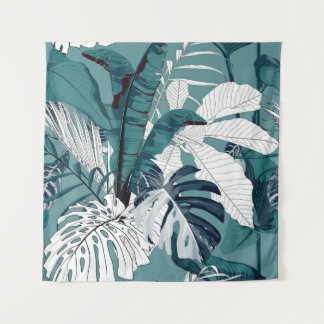 Tropische bananen Monstera: modieus naadloos. Wandkleed