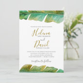 Tropische bananenblad bruiloft uitnodiging (Staand voorkant)
