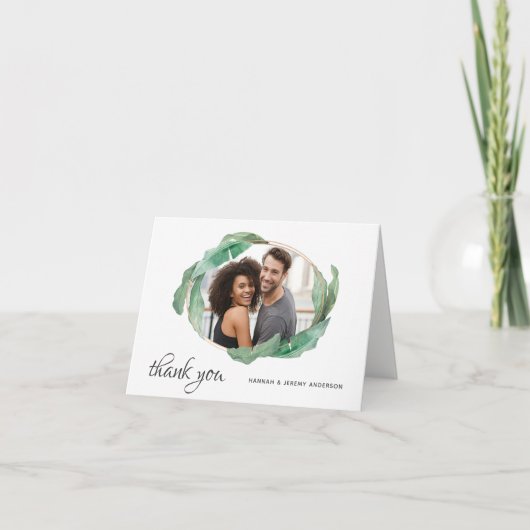 Tropische Bananenbladeren Dank u met Foto Bedankkaart (Voorkant)