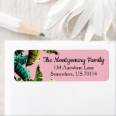 Tropische bananenbladeren en roze | Gepersonalisee Etiket (Insitu)