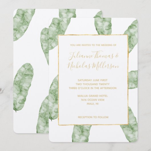 Tropische bananenbladeren kaart (Voorkant / Achterkant)