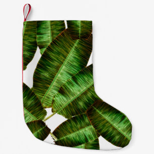 Tropische bananenbladeren, naadloze flora met oerw kleine kerstsok