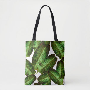 Tropische bananenbladeren, naadloze flora met oerw tote bag