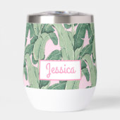 Tropische bananenbladeren op roze (Voorkant)