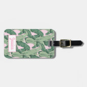 Tropische bananenbladeren op roze bagagelabel (Voorkant horizontaal)