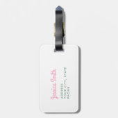 Tropische bananenbladeren op roze bagagelabel (Achterkant verticaal)