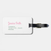 Tropische bananenbladeren op roze bagagelabel (Achterkant horizontaal)